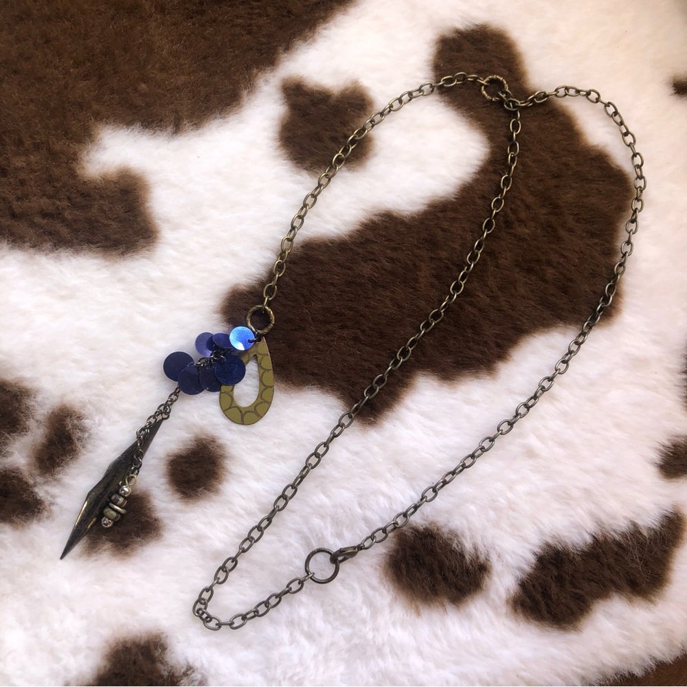 Elegant long length brass chain lariat necklace - Picture 5 of 6